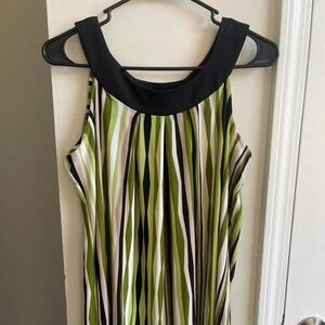 Y2K Essentials by Milano Tank Top Women's Medium Green Black Striped